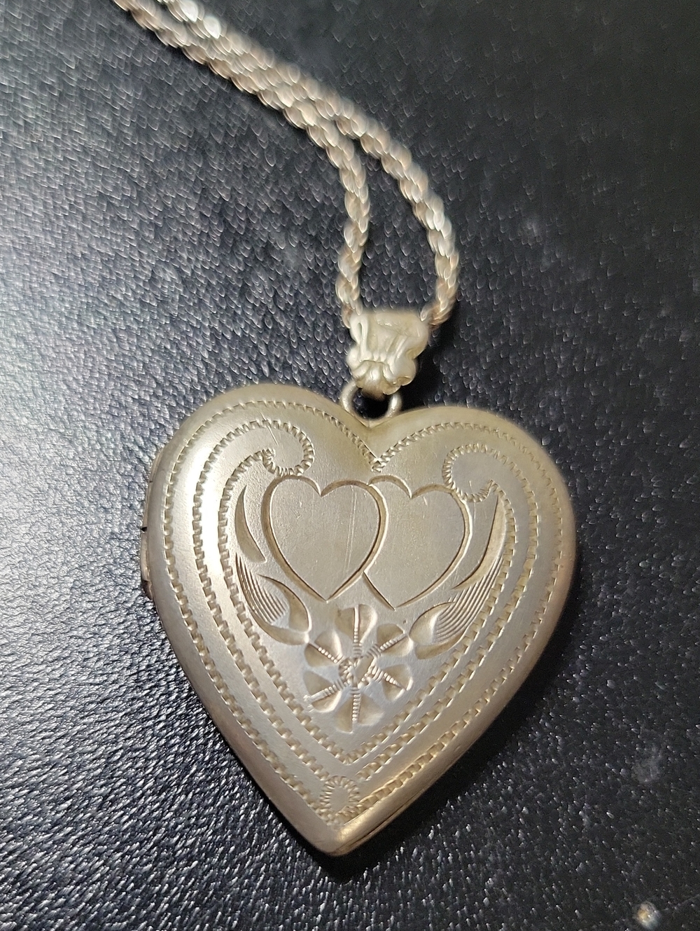 Vintage Sterling Silver Heart Locket Necklace - Silver Heart Pendant